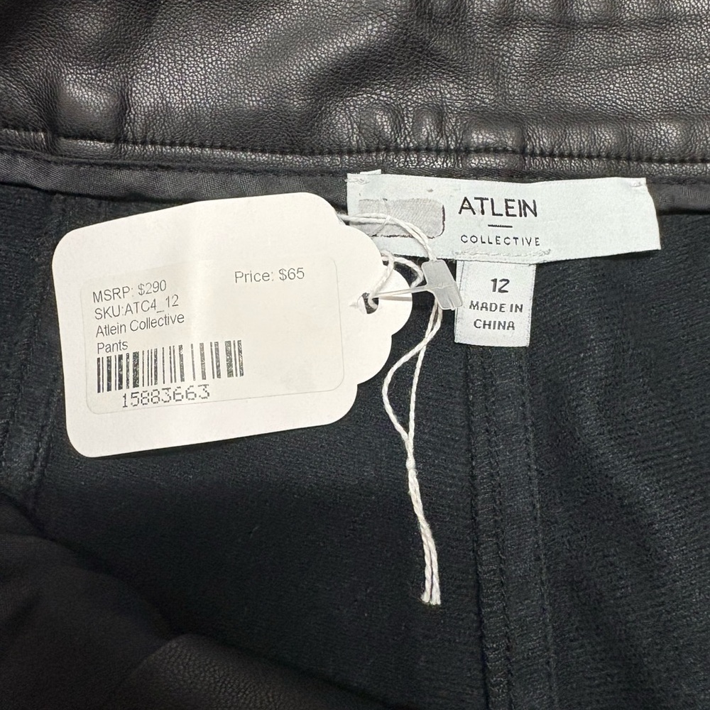 Atlein Black Vegan Leather Pants Size 12 - Picture 4 of 6